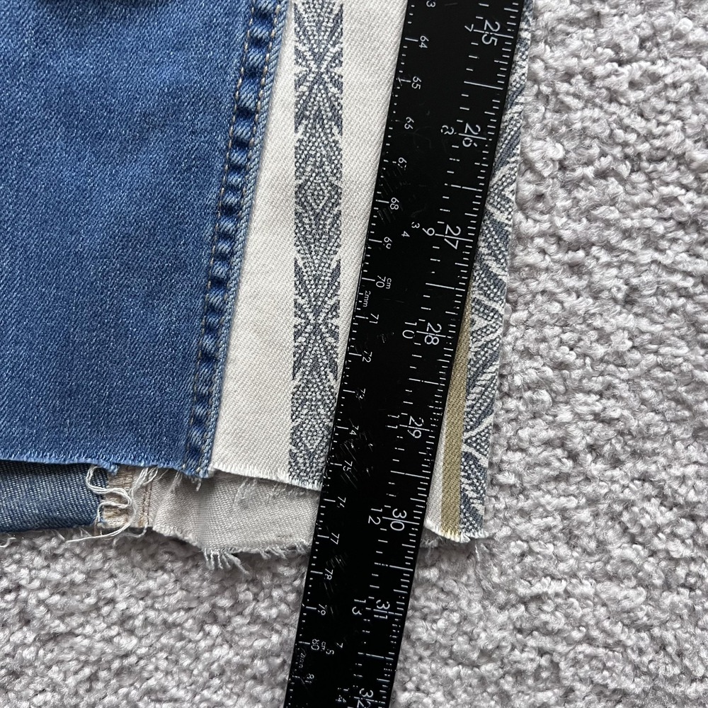 Free People Danica Boho Stripe Flare Jeans Womens 27 Blue Mid Rise‎ Raw Hem - Picture 14 of 16